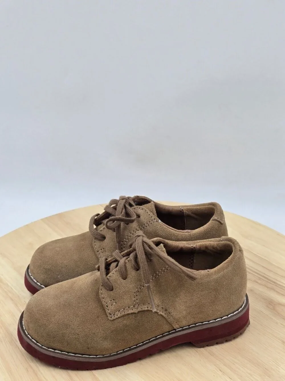 Sperry Top Sider Tevin Toddler Boys US Size 10W Brown Suede Oxford Shoes Leather